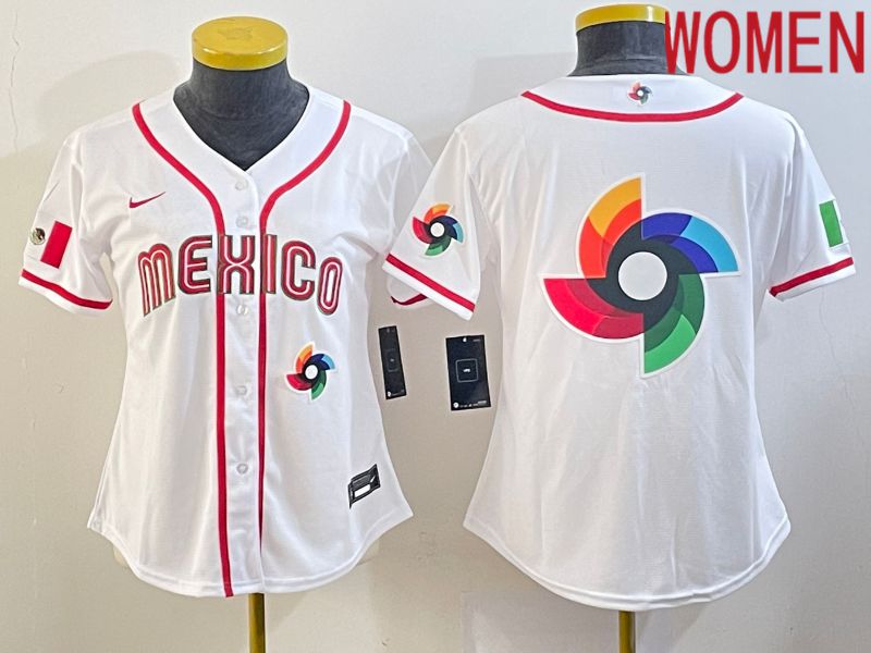 Women 2023 World Cub Mexico Blank White Nike MLB Jersey13->youth mlb jersey->Youth Jersey